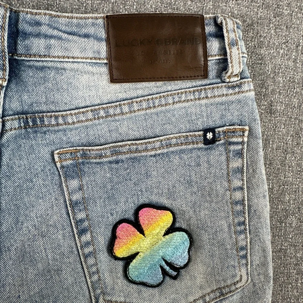 Lucky Brand Lucky You Denim Shorts Women's Size 6/28 Light Wash Stretch Jean Y2K - Picture 5 of 6